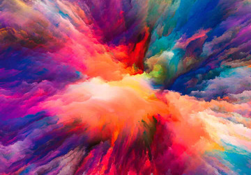 Spanndecke mit lebhaftem und vielfarbigem abstraktem Design, das Energie ausstrahlt